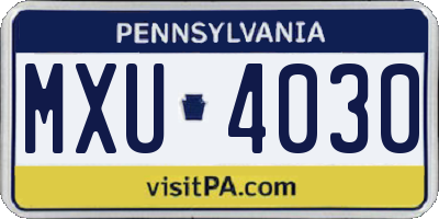PA license plate MXU4030