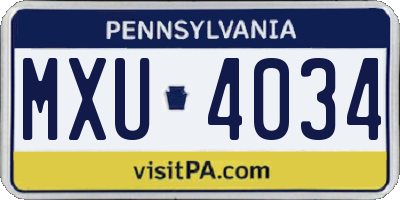 PA license plate MXU4034