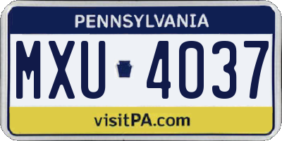 PA license plate MXU4037