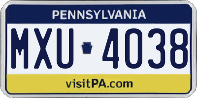 PA license plate MXU4038