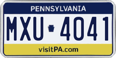 PA license plate MXU4041