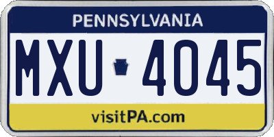 PA license plate MXU4045