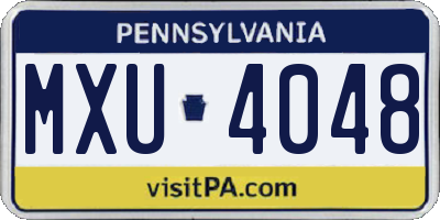 PA license plate MXU4048