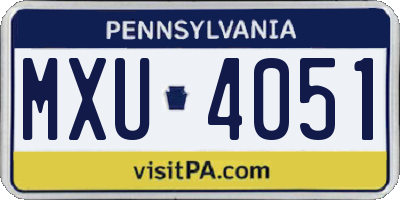 PA license plate MXU4051