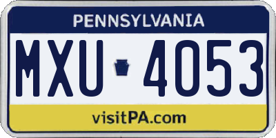 PA license plate MXU4053