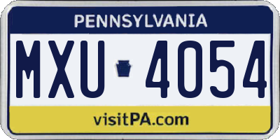 PA license plate MXU4054