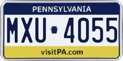 PA license plate MXU4055