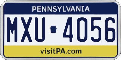PA license plate MXU4056