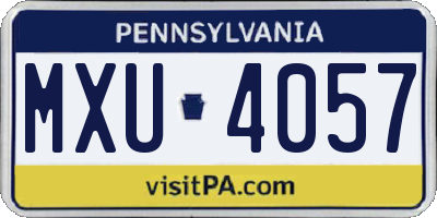 PA license plate MXU4057