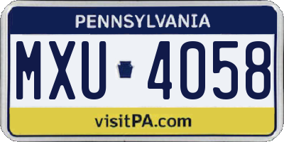PA license plate MXU4058