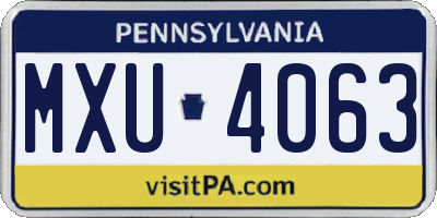 PA license plate MXU4063