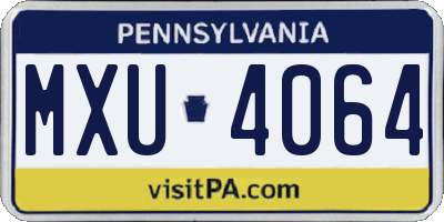 PA license plate MXU4064
