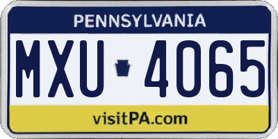 PA license plate MXU4065
