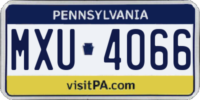 PA license plate MXU4066