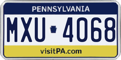 PA license plate MXU4068