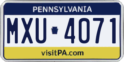 PA license plate MXU4071