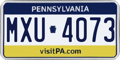 PA license plate MXU4073