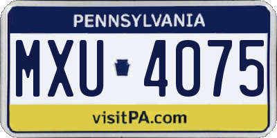 PA license plate MXU4075