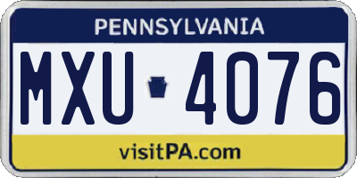 PA license plate MXU4076
