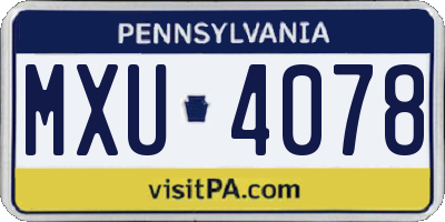 PA license plate MXU4078