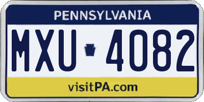 PA license plate MXU4082
