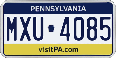 PA license plate MXU4085