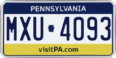 PA license plate MXU4093