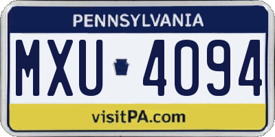 PA license plate MXU4094