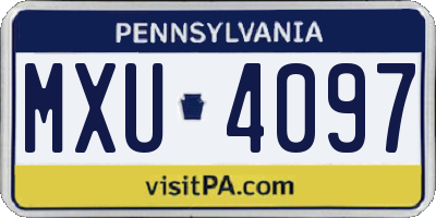 PA license plate MXU4097