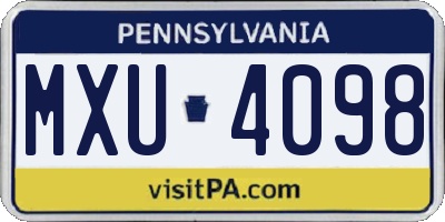 PA license plate MXU4098
