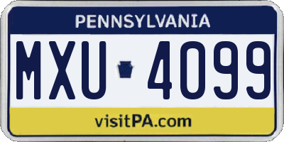 PA license plate MXU4099