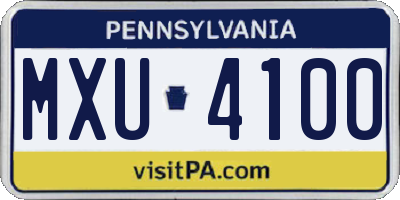 PA license plate MXU4100
