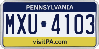 PA license plate MXU4103