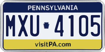 PA license plate MXU4105
