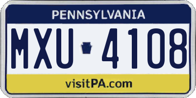 PA license plate MXU4108