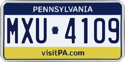 PA license plate MXU4109