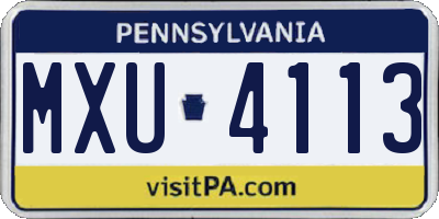 PA license plate MXU4113
