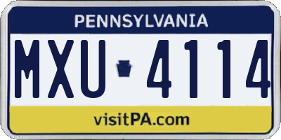 PA license plate MXU4114