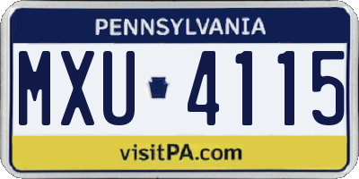 PA license plate MXU4115