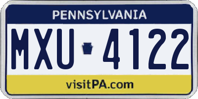 PA license plate MXU4122