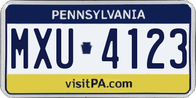 PA license plate MXU4123