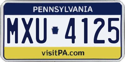 PA license plate MXU4125
