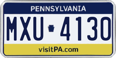 PA license plate MXU4130