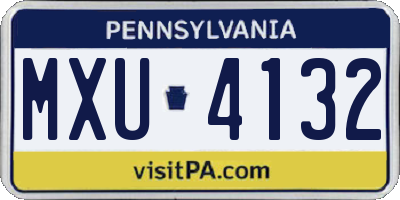 PA license plate MXU4132