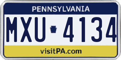 PA license plate MXU4134