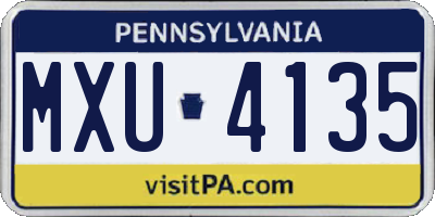 PA license plate MXU4135