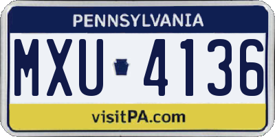 PA license plate MXU4136