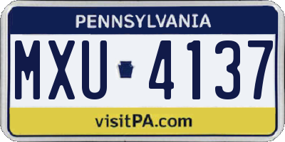 PA license plate MXU4137