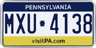 PA license plate MXU4138