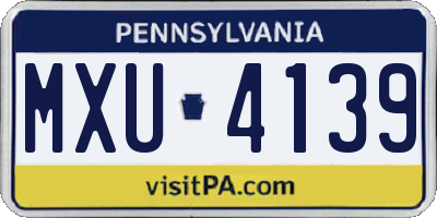 PA license plate MXU4139